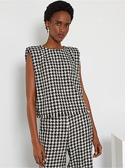 Blusa em tweed 'pied-de-poule' - Kiabi