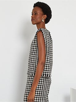 Blusa em tweed 'pied-de-poule' - Kiabi