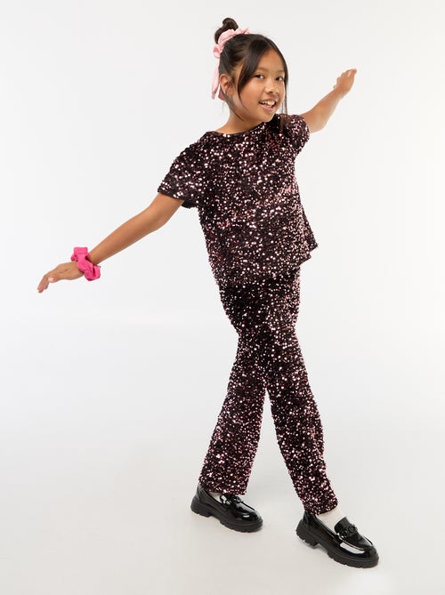 Blusa em veludo com lantejoulas - Kiabi