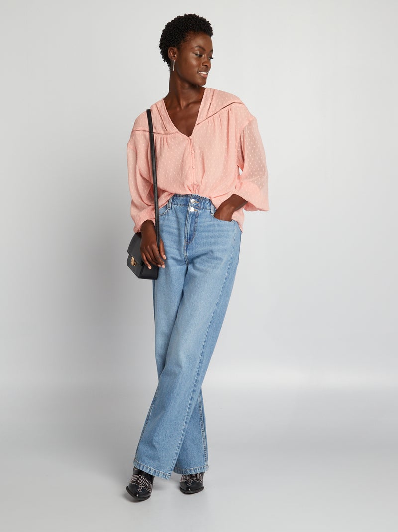Blusa em voile a ponto cheio ROSA - Kiabi