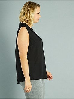 Blusa em voile com gola plissada - Kiabi