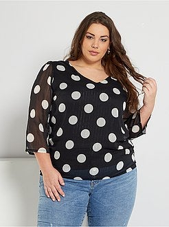 Blusa em voile com pintas - Kiabi