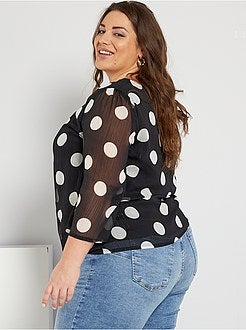 Blusa em voile com pintas - Kiabi