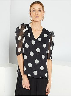 Blusa em voile com pintas - Kiabi