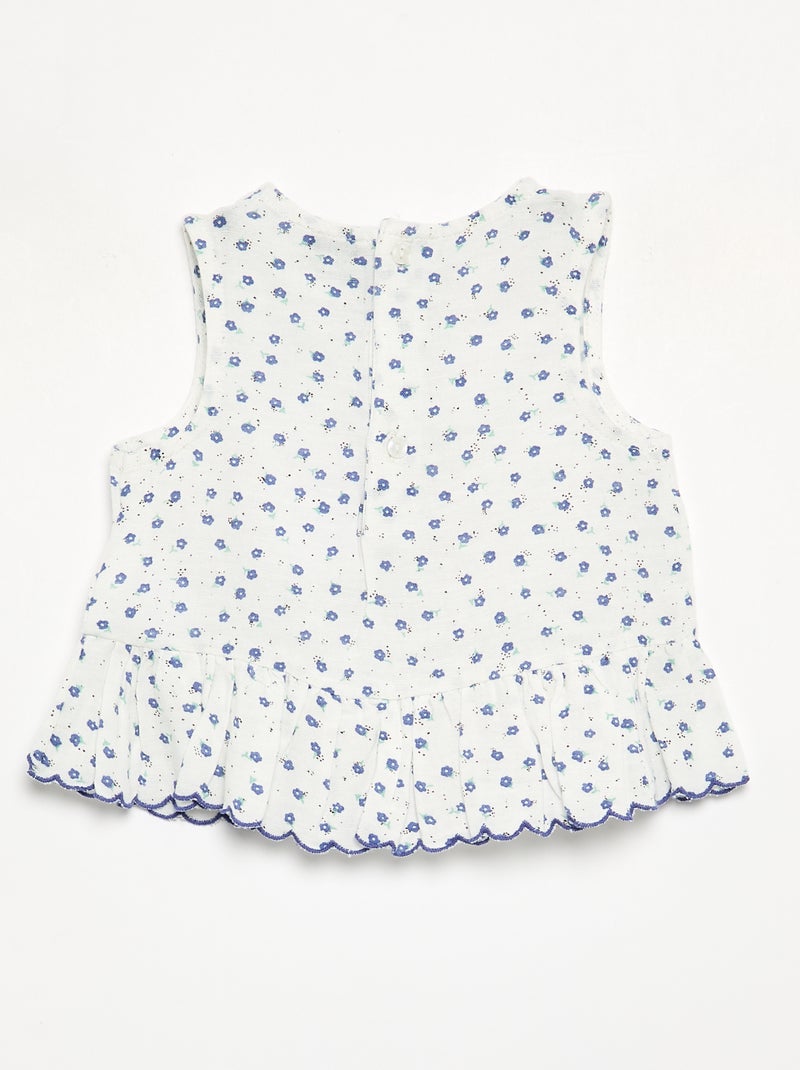 Blusa em voile de algodão Azul - Kiabi
