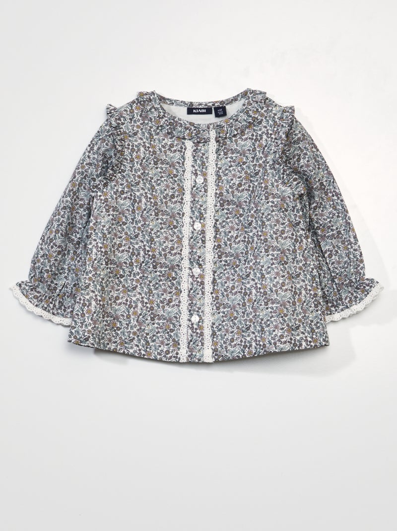 Blusa em voile de algodão BEGE - Kiabi