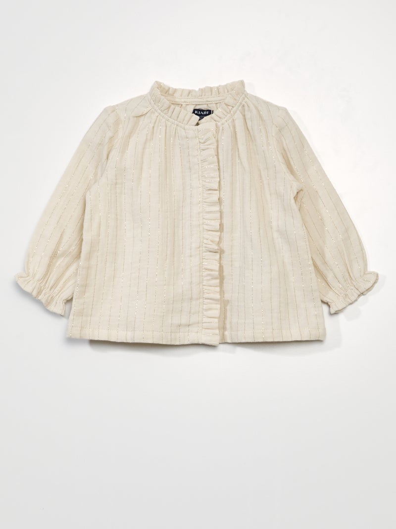 Blusa em voile de algodão BRANCO - Kiabi