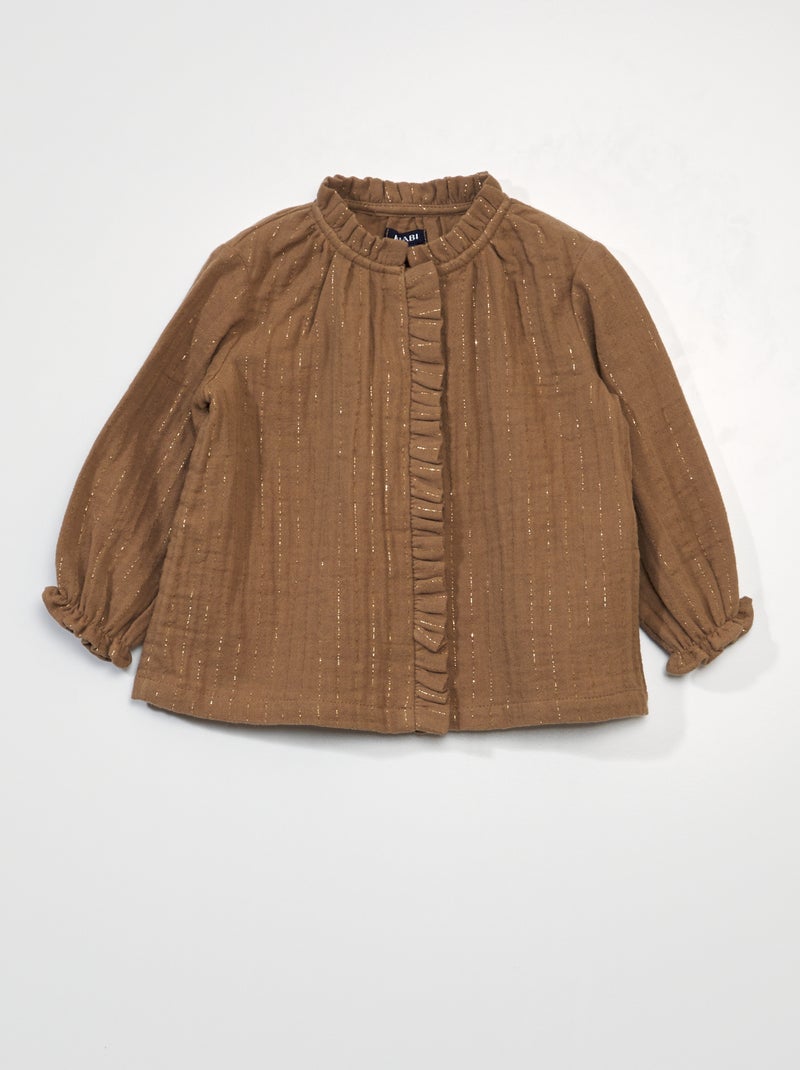 Blusa em voile de algodão CASTANHO - Kiabi