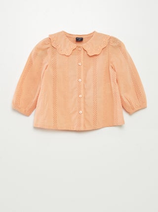 Blusa em voile de algodão com bordado inglês