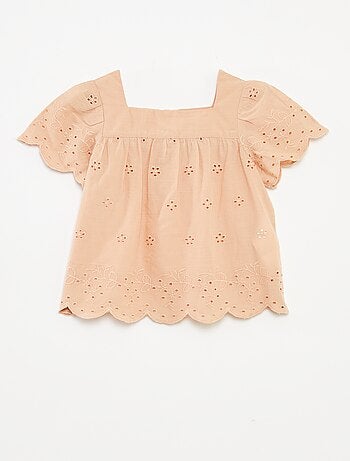 Blusa em voile de algodão com bordado inglês