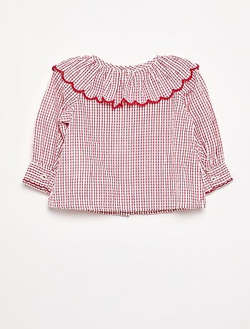 Blusa em voile de algodão com gola Claudine