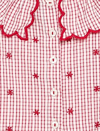 Blusa em voile de algodão com gola Claudine