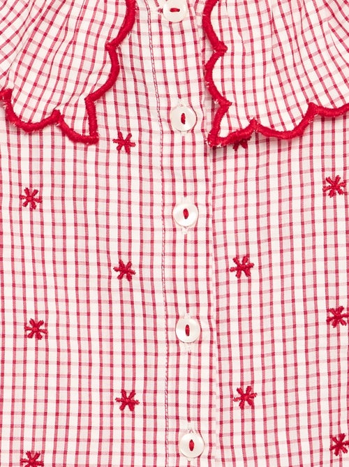 Blusa em voile de algodão com gola Claudine - Kiabi