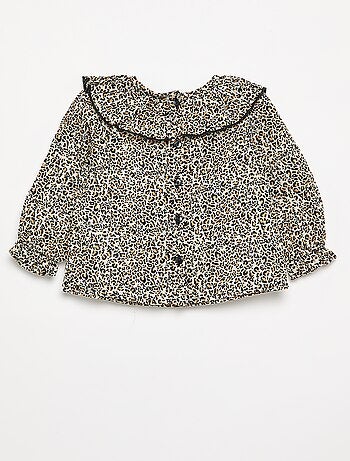 Blusa em voile de algodão com padrão leopardo