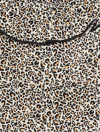 Blusa em voile de algodão com padrão leopardo