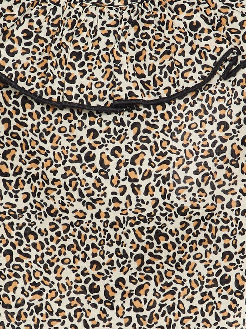 Blusa em voile de algodão com padrão leopardo - Kiabi