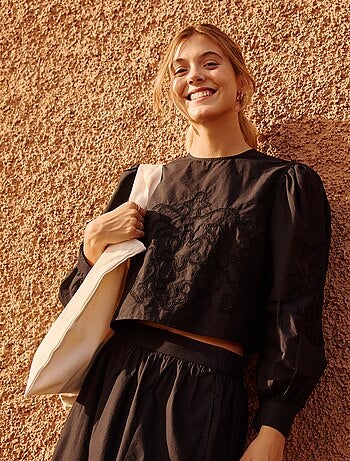 Blusa em voile de algodão