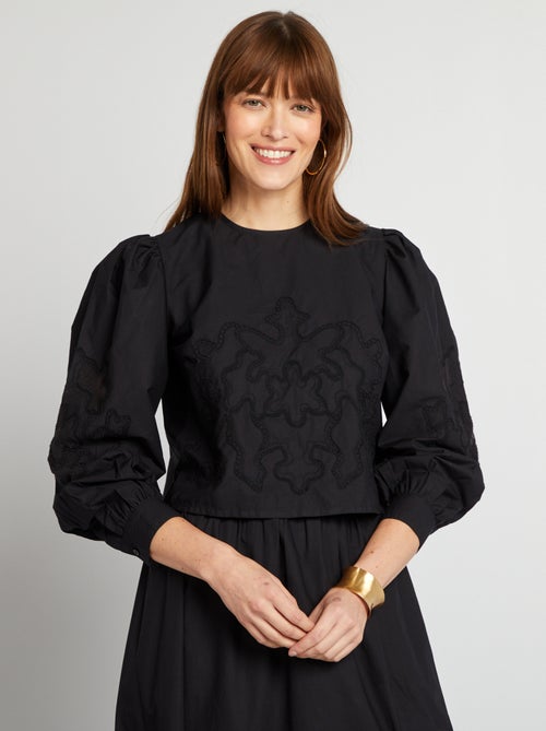 Blusa em voile de algodão - Kiabi