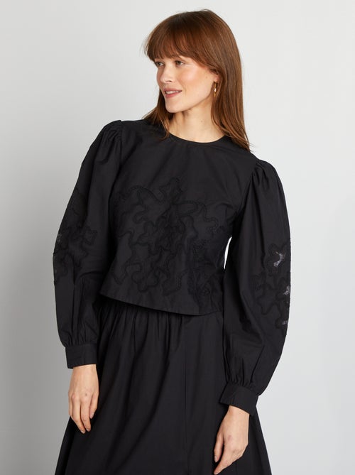 Blusa em voile de algodão - Kiabi