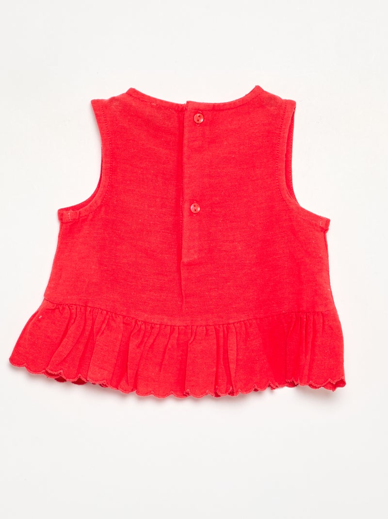 Blusa em voile de algodão Vermelho - Kiabi
