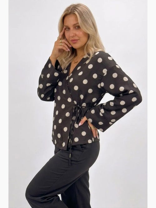 Blusa envelope de bolinhas com detalhe de amarração bdart - Kiabi