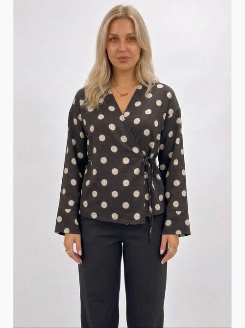 Blusa envelope de bolinhas com detalhe de amarração bdart - Kiabi