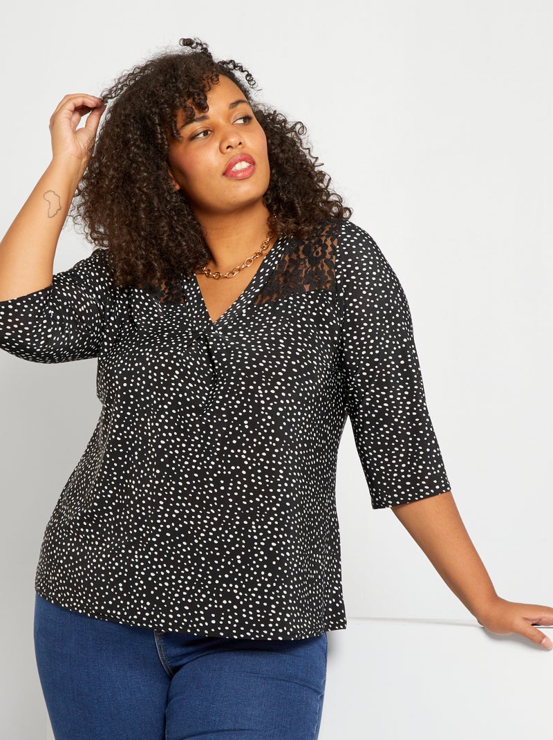 Blusa estampada Bolinhas Pretas - Kiabi