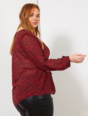 Blusa estampada com decote em V - Kiabi