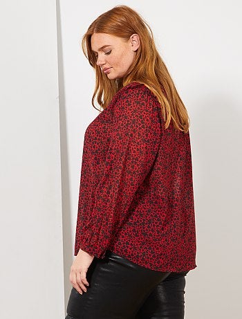 Blusa estampada com decote em V - Kiabi