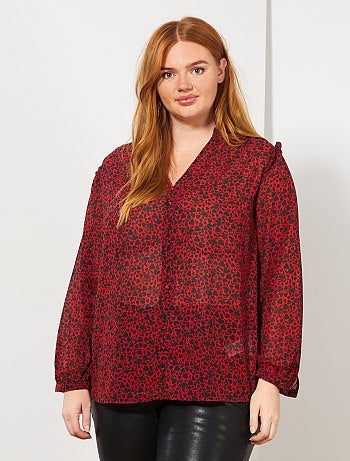 Blusa estampada com decote em V - Kiabi