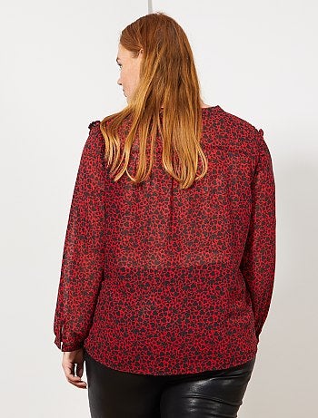 Blusa estampada com decote em V - Kiabi