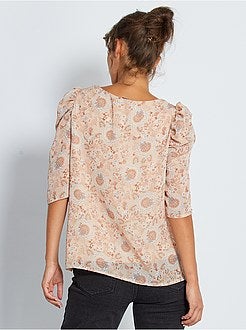 Blusa estampada com mangas balão - Kiabi