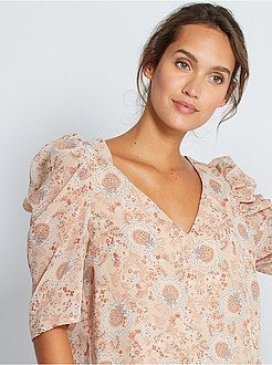 Blusa estampada com mangas balão - Kiabi