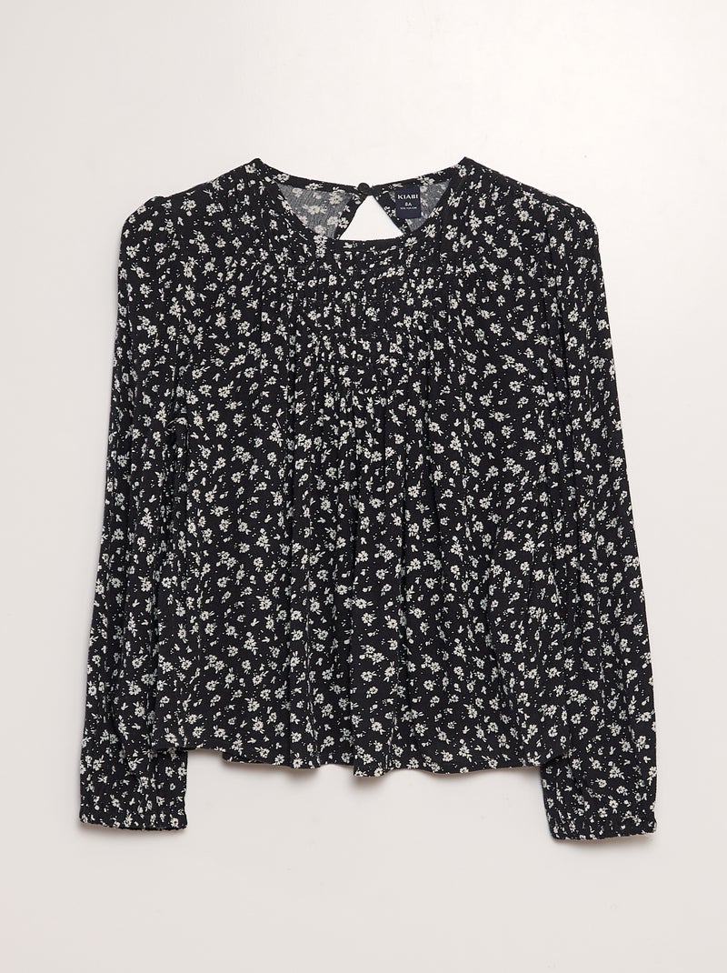 Blusa estampada de manga comprida PRETO - Kiabi