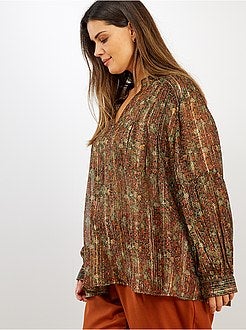 Blusa estampada e fio brilhante - Kiabi