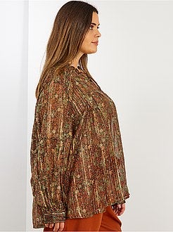 Blusa estampada e fio brilhante - Kiabi