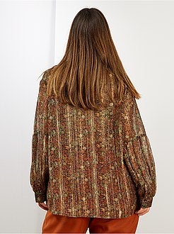 Blusa estampada e fio brilhante - Kiabi