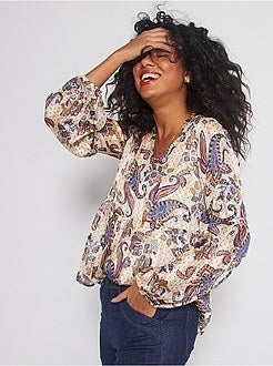 Blusa estampada em voile - Kiabi