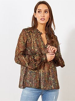 Blusa estampada em voile - Kiabi