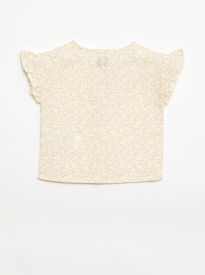 Blusa estampada 'pássaros' Branco - Kiabi