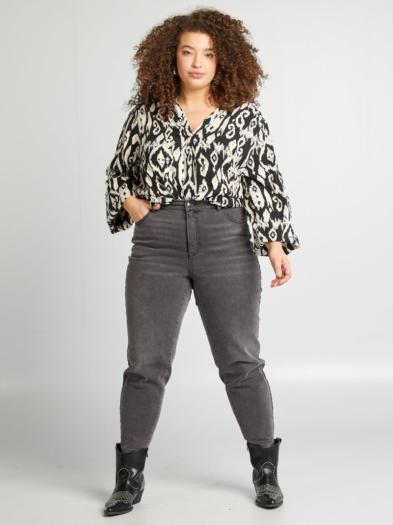 Blusa estampada PRETO - Kiabi