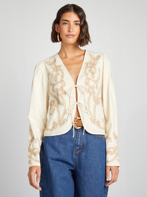 Blusa estilo quimono bordado - Kiabi