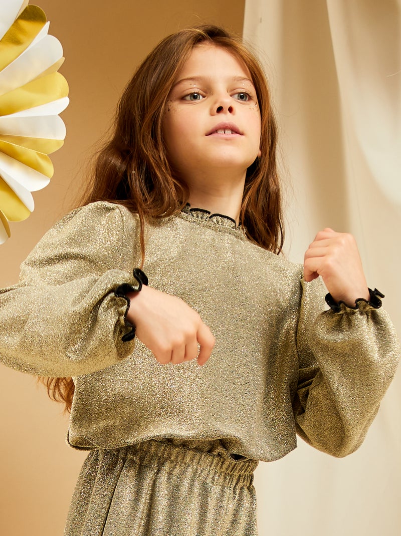 Blusa fantasia com gola franzida AMARELO - Kiabi