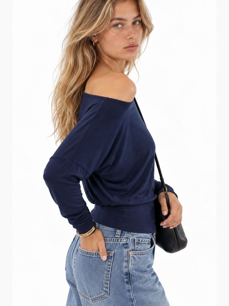 Blusa feminina busem Azul-marinho - Kiabi
