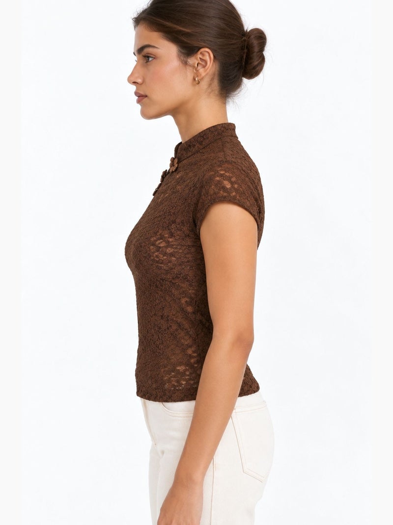 Blusa feminina busem Castanho-chocolate - Kiabi