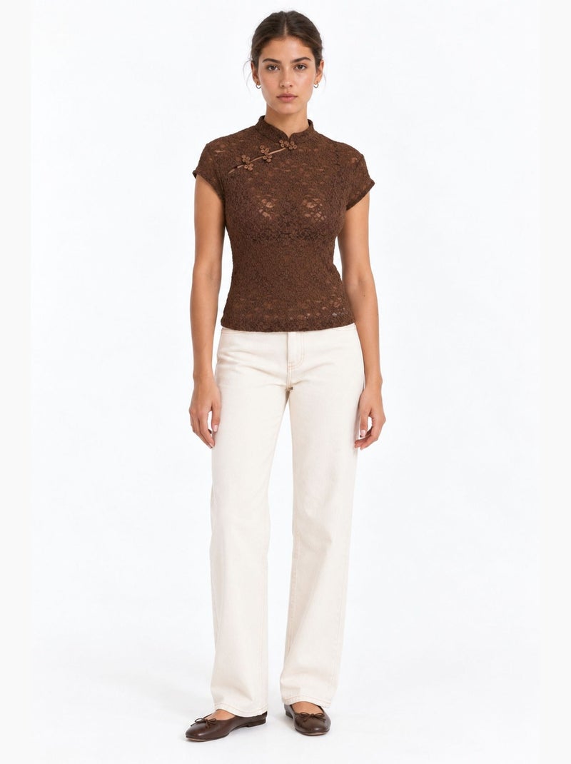 Blusa feminina busem Castanho-chocolate - Kiabi