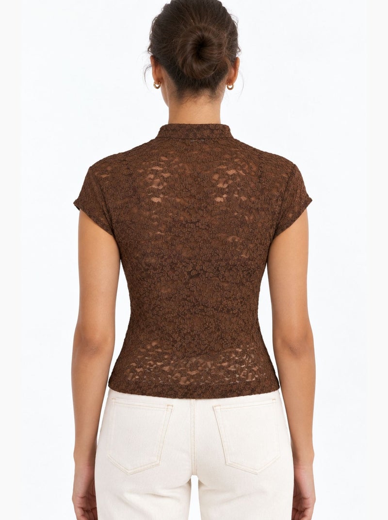 Blusa feminina busem Castanho-chocolate - Kiabi