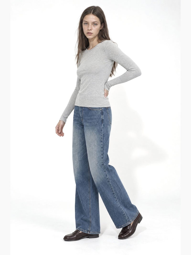 Blusa feminina busem Cinza claro - Kiabi