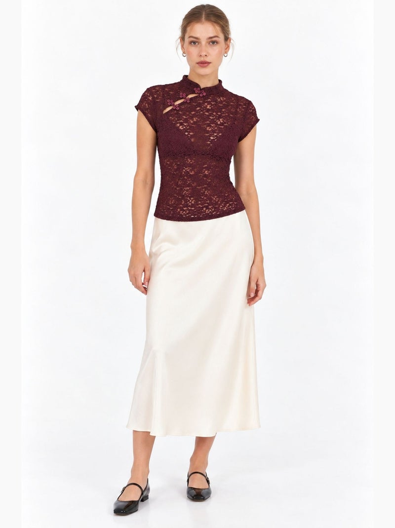 Blusa feminina busem Vermelho bordô - Kiabi