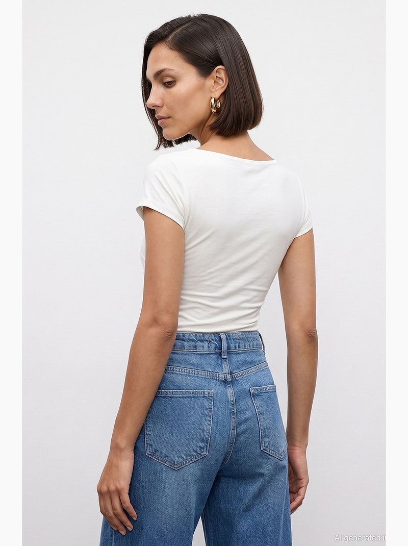 Blusa feminina dilvin Ecru - Kiabi